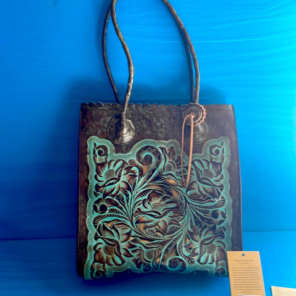 Patricia Nash Tooled Turquoise tote